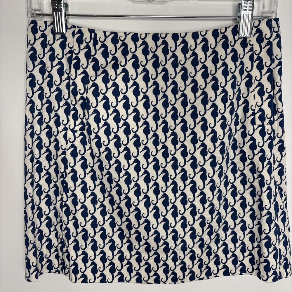 J. Crew Women's Novelty Retro Seahorse Chino Skirt Size 00 Nautical Preppy